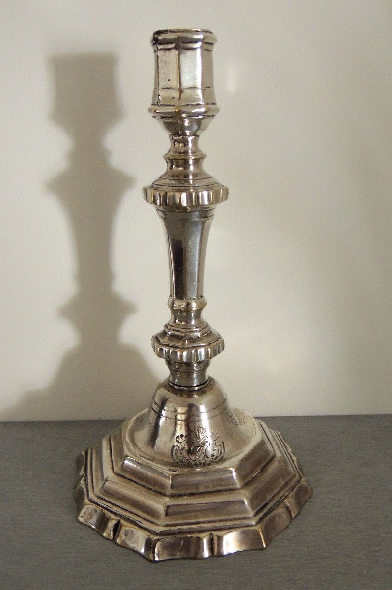 Paire De Bougeoirs En Bronze  Argenté,  Flambeaux Louis XIV  Régence , Du 18 ème Siècle-photo-4