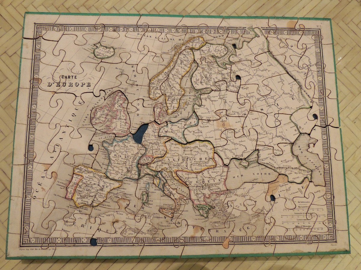 Puzzle, Jeu , Atlas Du Monde éditeur Dopter à Paris 1856 , 8 Planches En Bois , Jouet éducatif -photo-4