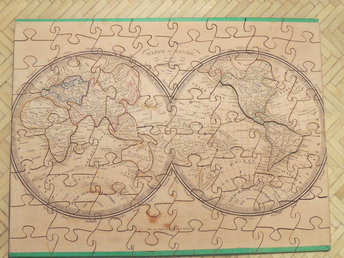 Puzzle, Jeu , Atlas Du Monde éditeur Dopter à Paris 1856 , 8 Planches En Bois , Jouet éducatif 