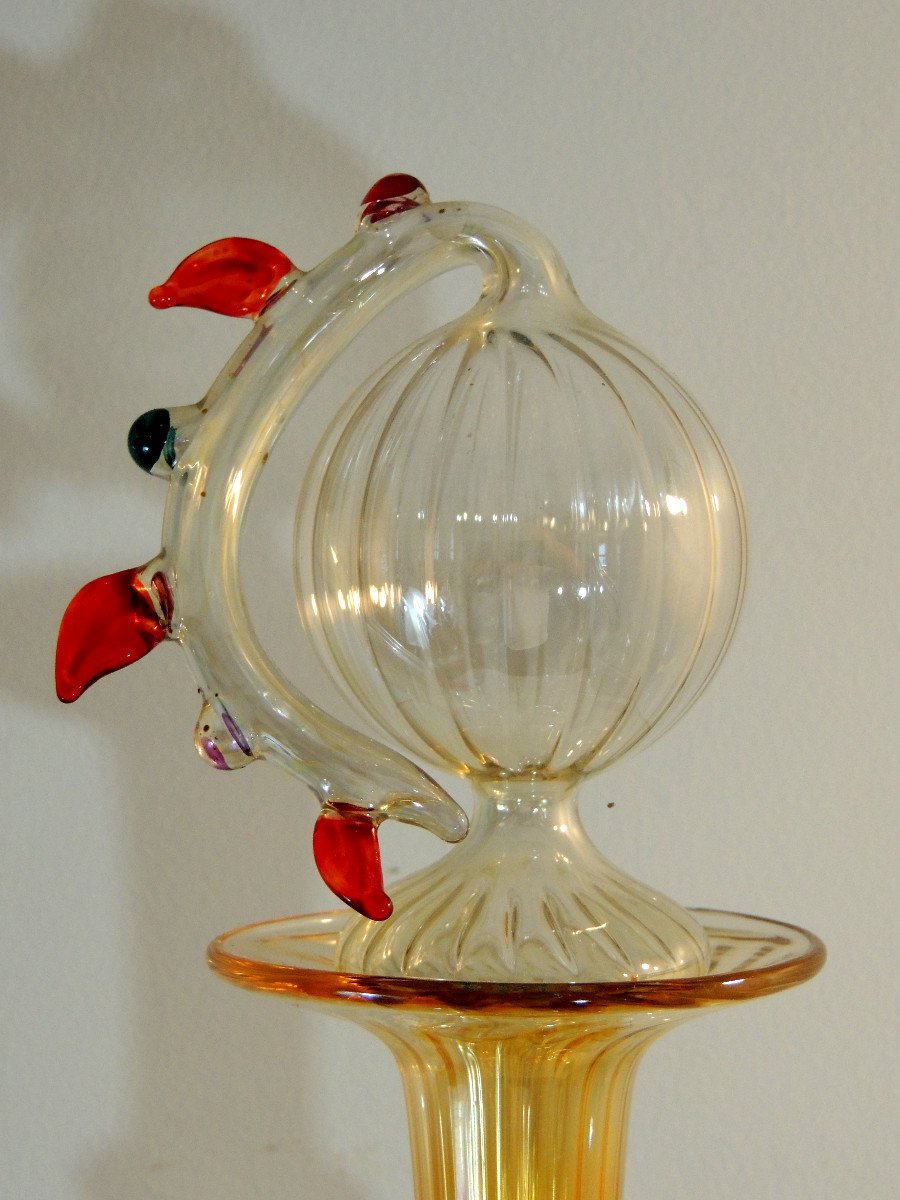 Murano, Carafe, Ewer In Blown Glass Attributed To Barovier And Tosa From The 70s, 20th-photo-3