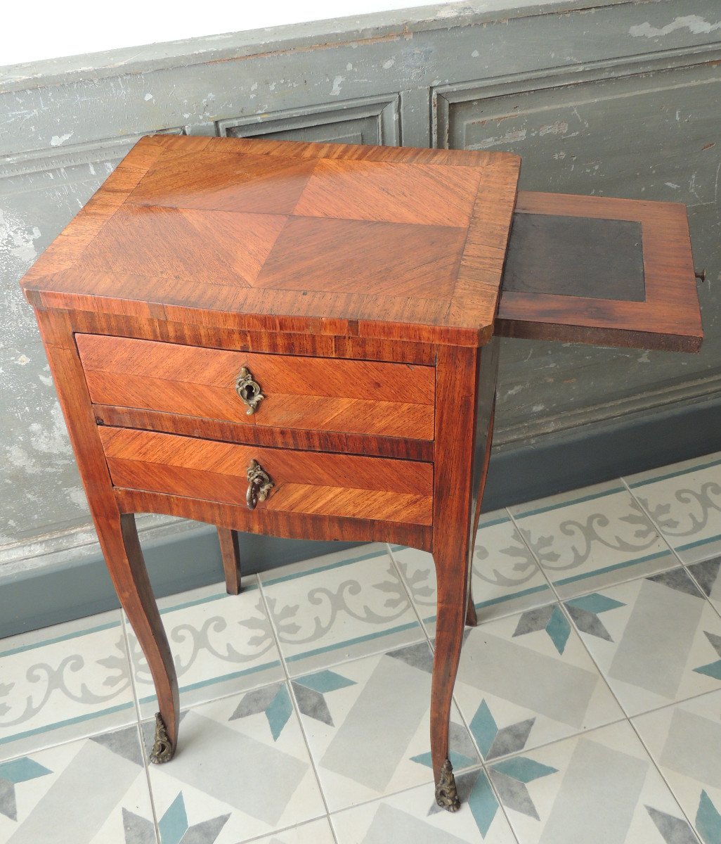 Chevet , meuble Louis XV En Placage De Rose Et De Palissandre , Début 19 ème Siècle-photo-3