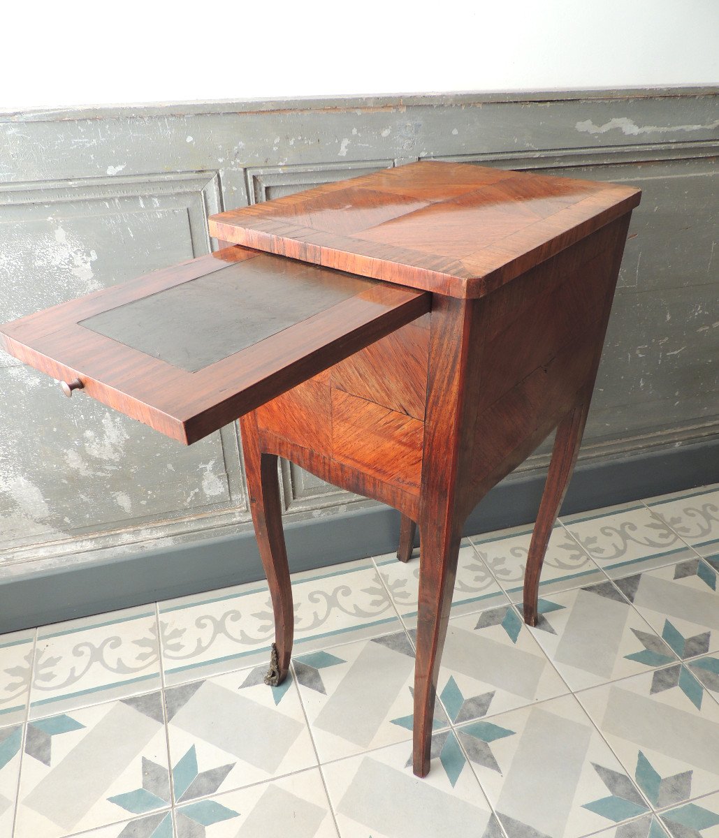 Chevet , meuble Louis XV En Placage De Rose Et De Palissandre , Début 19 ème Siècle-photo-4