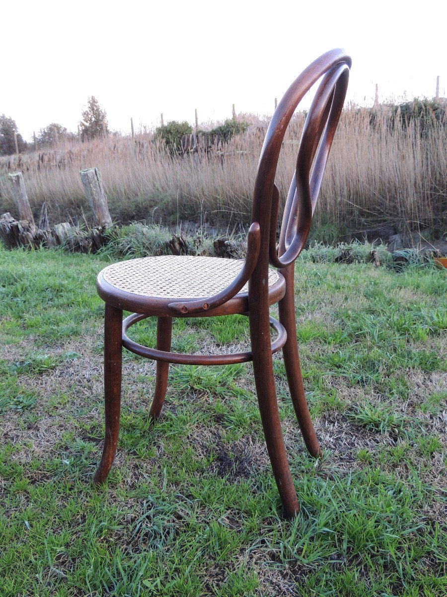 6 Fischel Thonet Bentwood Bistro Chairs N° 20 Omega 1900 -1915, Cane Seats 20th-photo-4