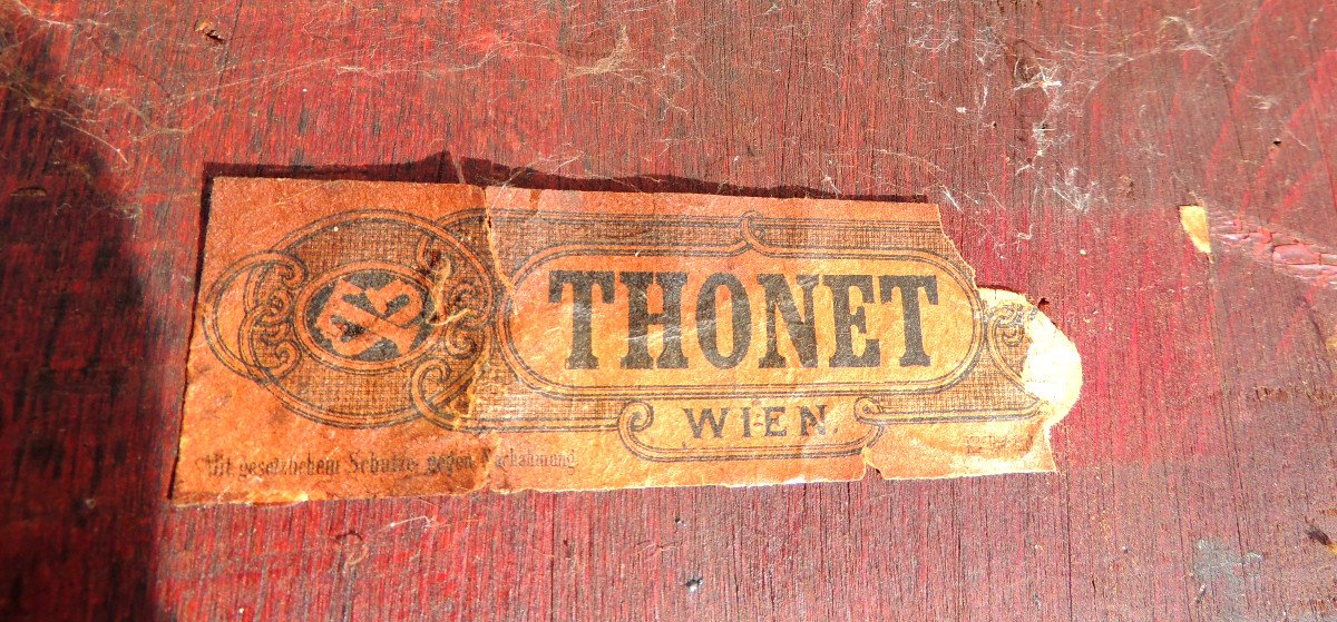 Thonet Bolster In Curved Wood In Mahogany Stained Beech, Label, Art Nouveau, 20th-photo-4