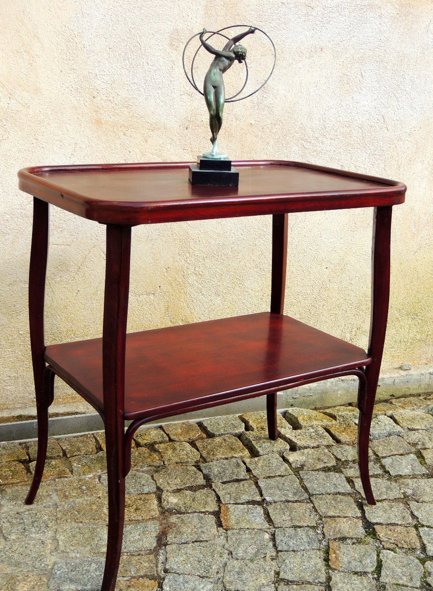 Thonet , Table De Salon En Bois Courbé Acajou , Art Nouveau , 20 ème -photo-2