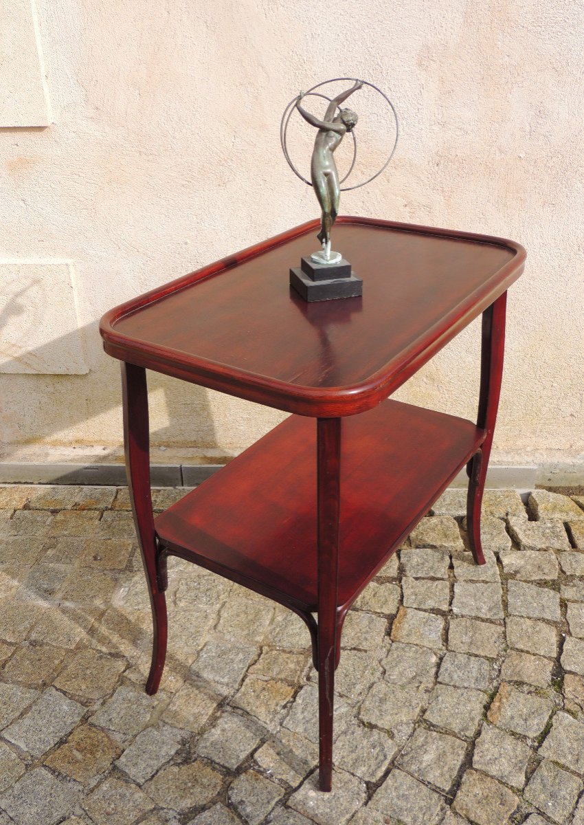 Thonet , Table De Salon En Bois Courbé Acajou , Art Nouveau , 20 ème -photo-3