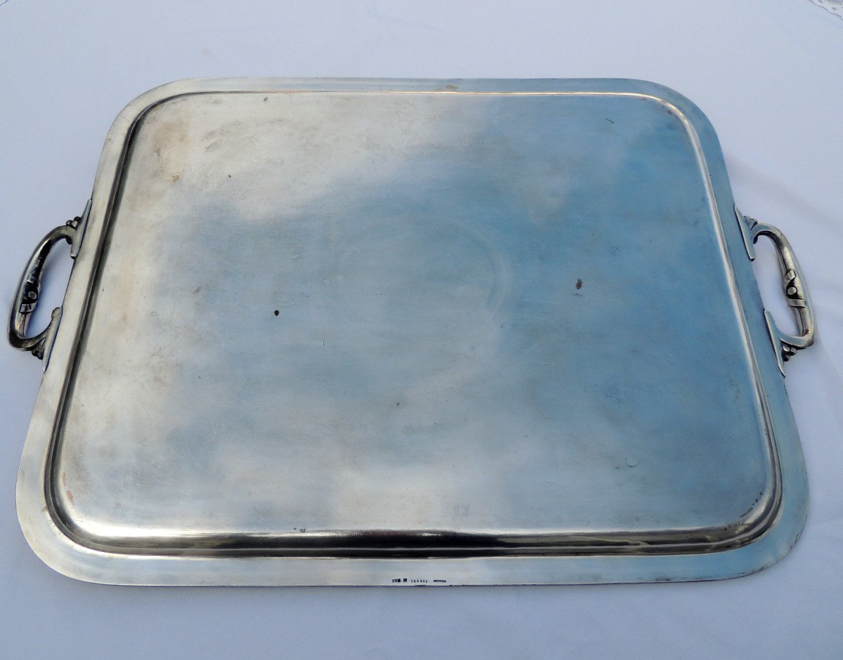 Christofle, Very Large Serving Tray In Silver Metal, Rectangular Dish, 19th -photo-3