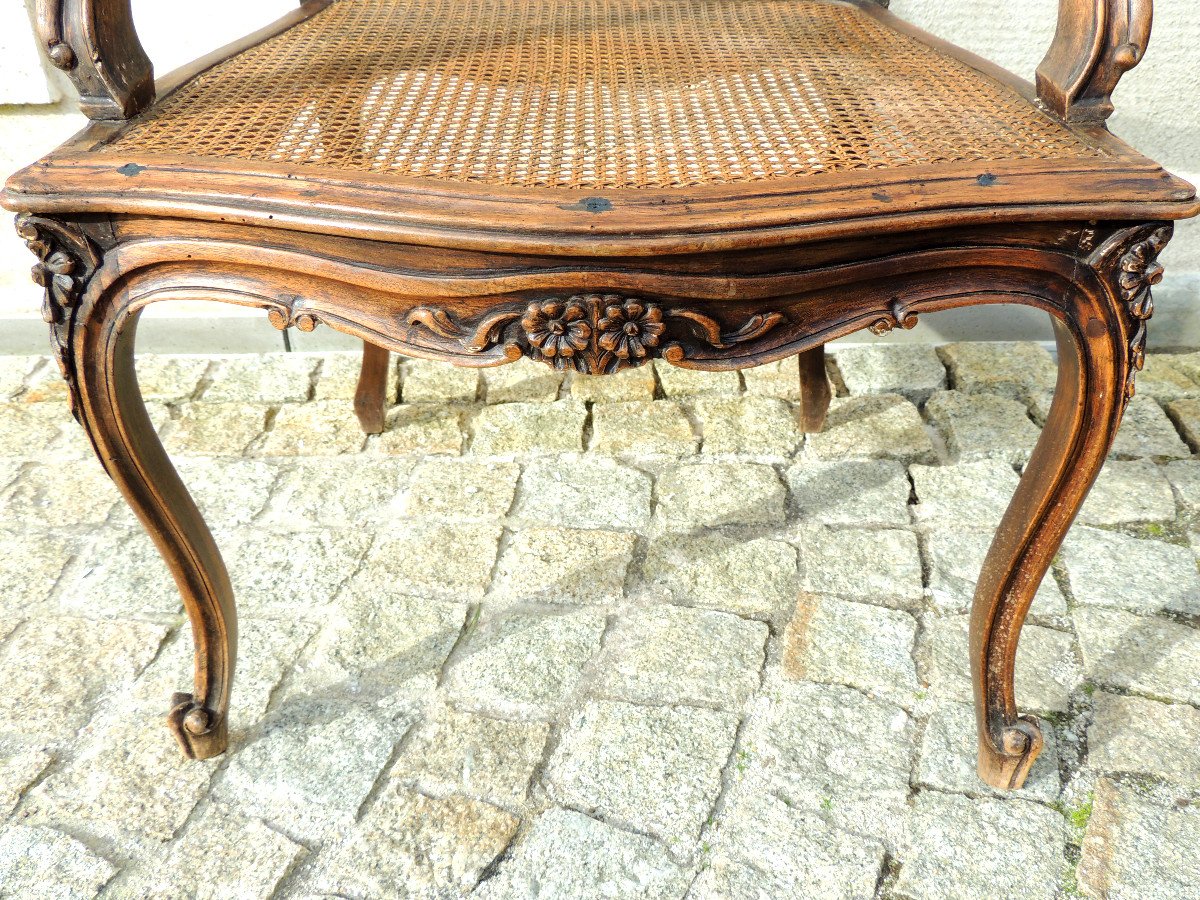 Fauteuil Louis XV , Bois Massif , Dossier Plat Et Assise Cannés , Fin 18 ème -photo-3