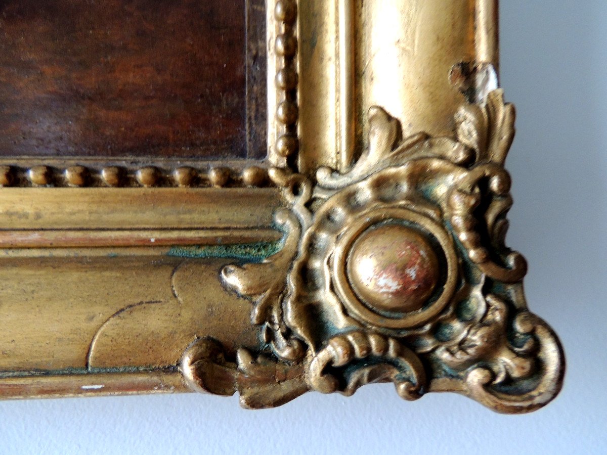 Old Louis XV Style Golden Frame, Decor In Its Center Of A Young Violinist (a.mauve) 19th-photo-1