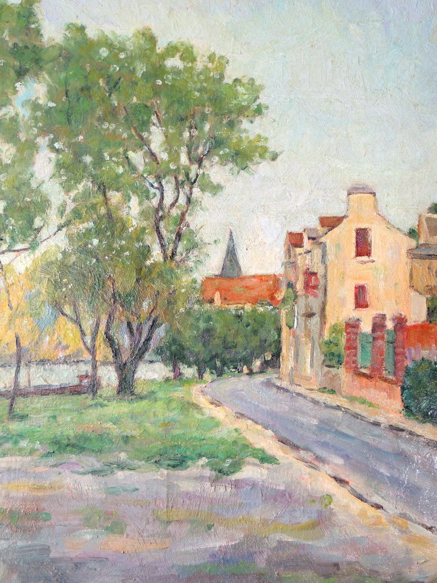 Oil On Canvas, Painting By Emile Crépin Born In 1900, Autumn On The Banks Of The Oise 1975, 20th-photo-4