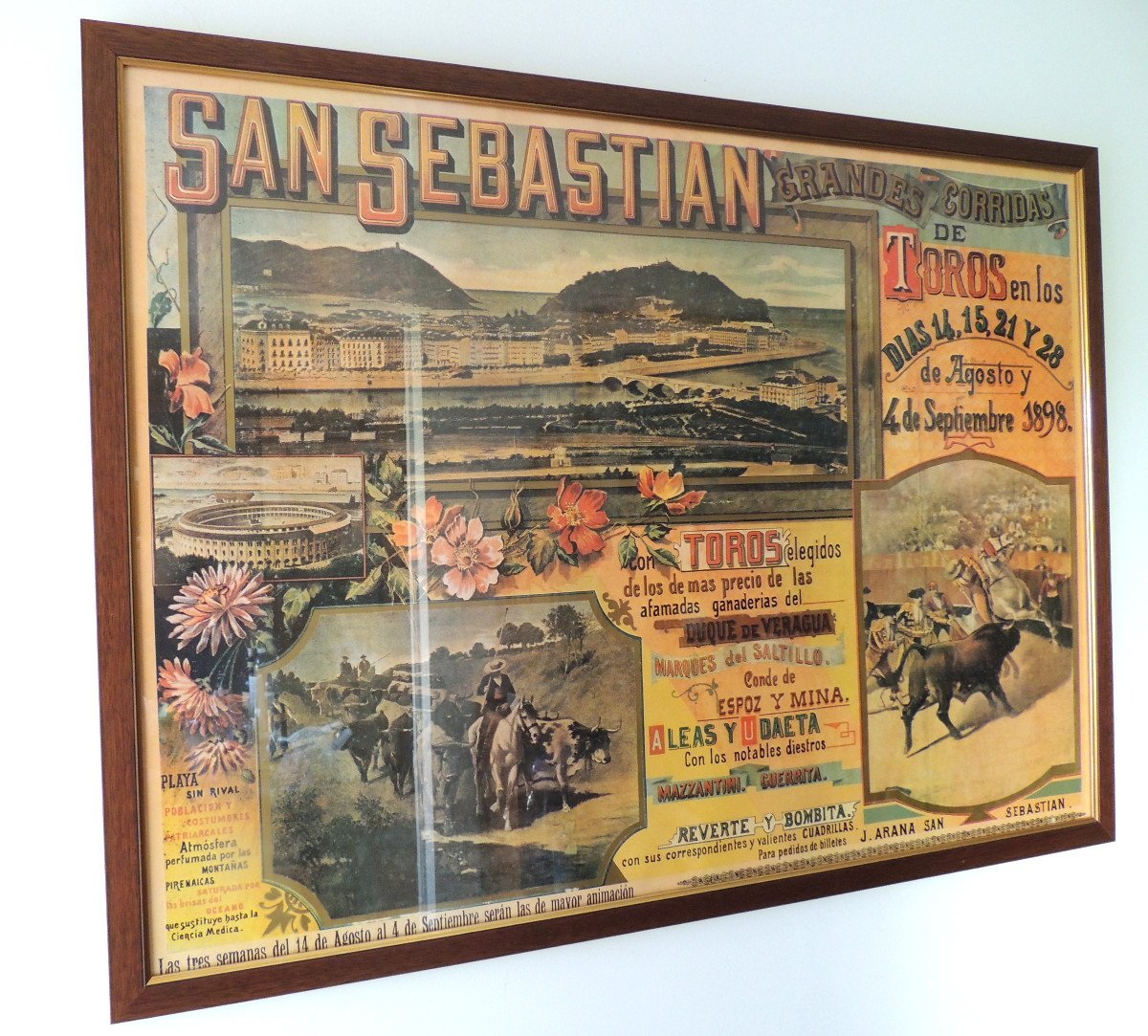 San Sebastian Poster, Great Bullfights Of September 4, 1898, End Of 19th Century-photo-3