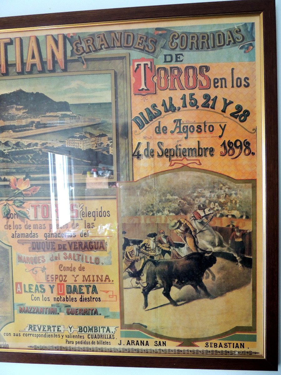 San Sebastian Poster, Great Bullfights Of September 4, 1898, End Of 19th Century-photo-2