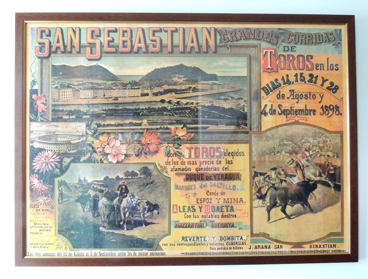 San Sebastian Poster, Great Bullfights Of September 4, 1898, End Of 19th Century