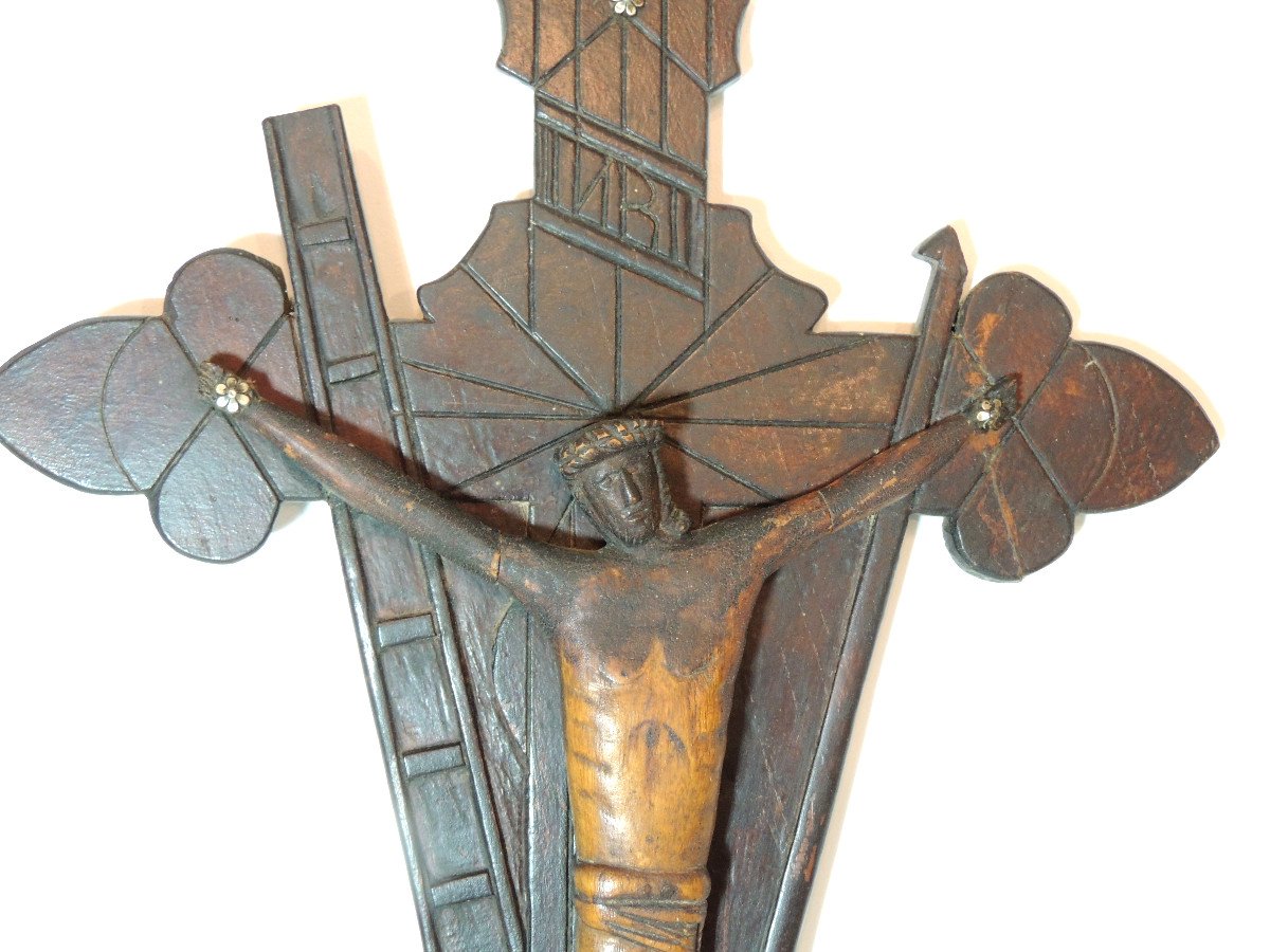Wooden Christ On The Cross, Religious Art, Popular Art, 19th -photo-2