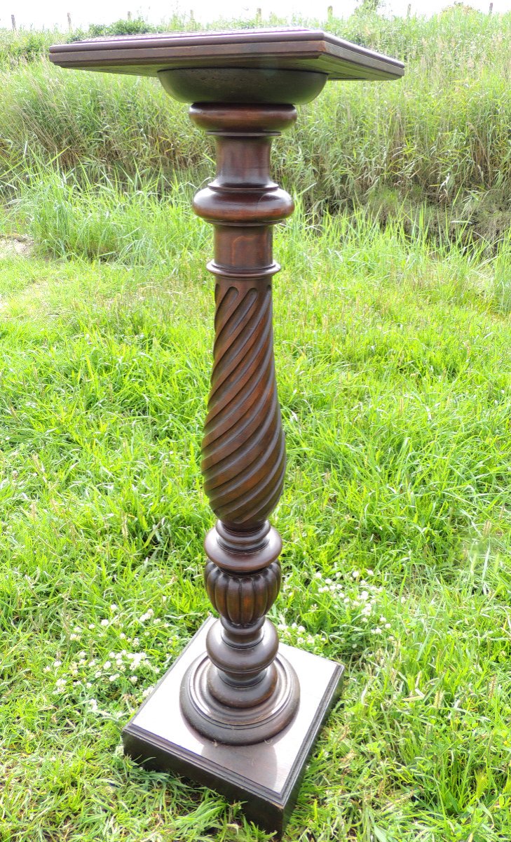 Bolster, Marble Top, Stained Wood, 19th Century-photo-3