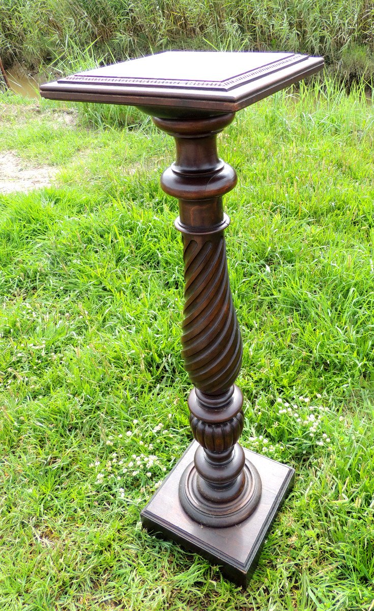 Bolster, Marble Top, Stained Wood, 19th Century