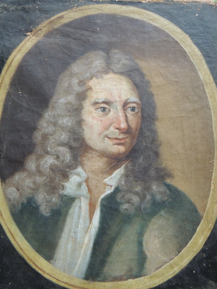 Portrait Of Nicolas Boileau Known As Despreaux (1636 - 1711), Oil Painting On Canvas, 18th Century -photo-3