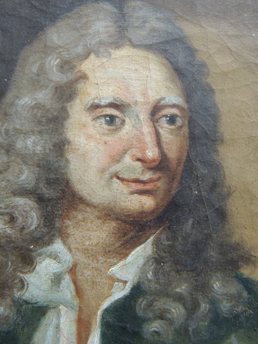 Portrait Of Nicolas Boileau Known As Despreaux (1636 - 1711), Oil Painting On Canvas, 18th Century -photo-4