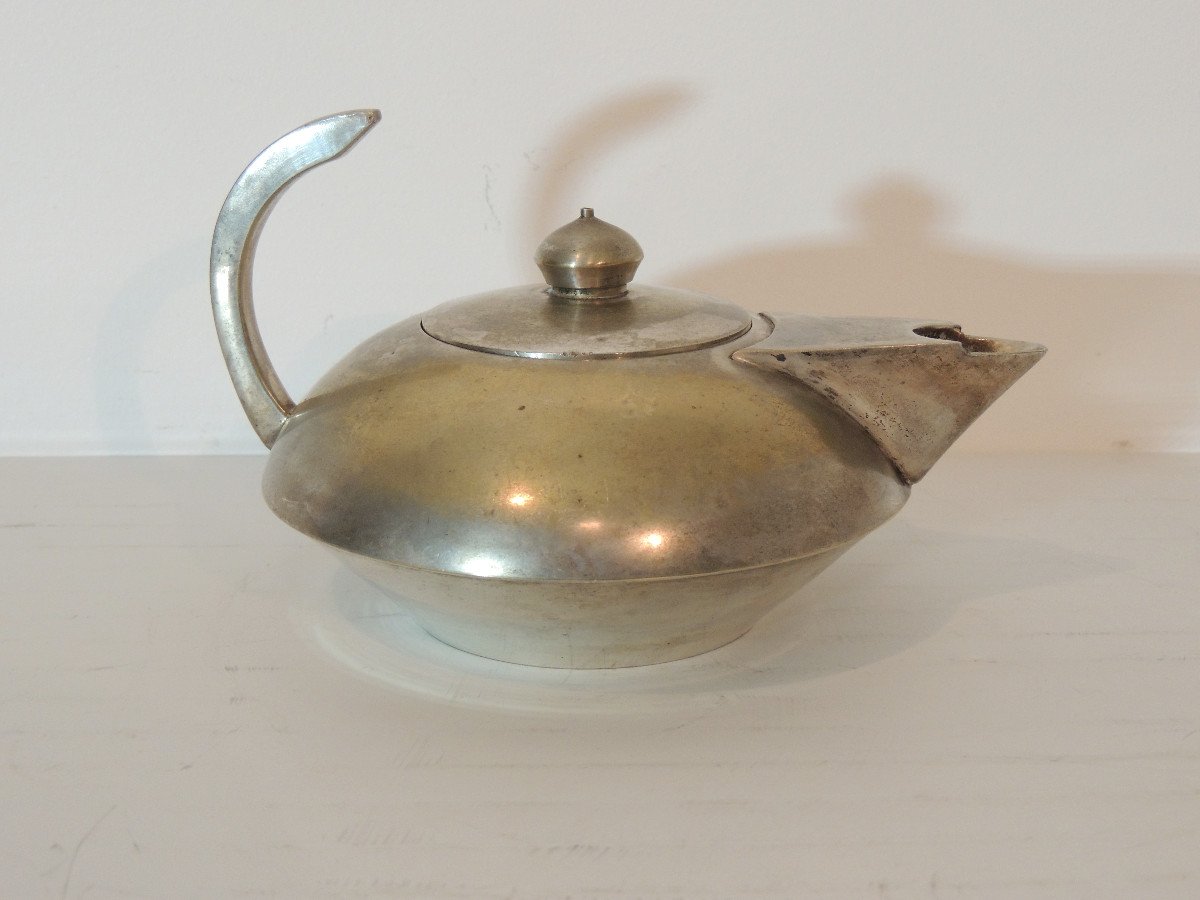 Tea And Coffee Service, Silver Plated Bronze, French Work "epns", Domed Shape, 20th Century-photo-1