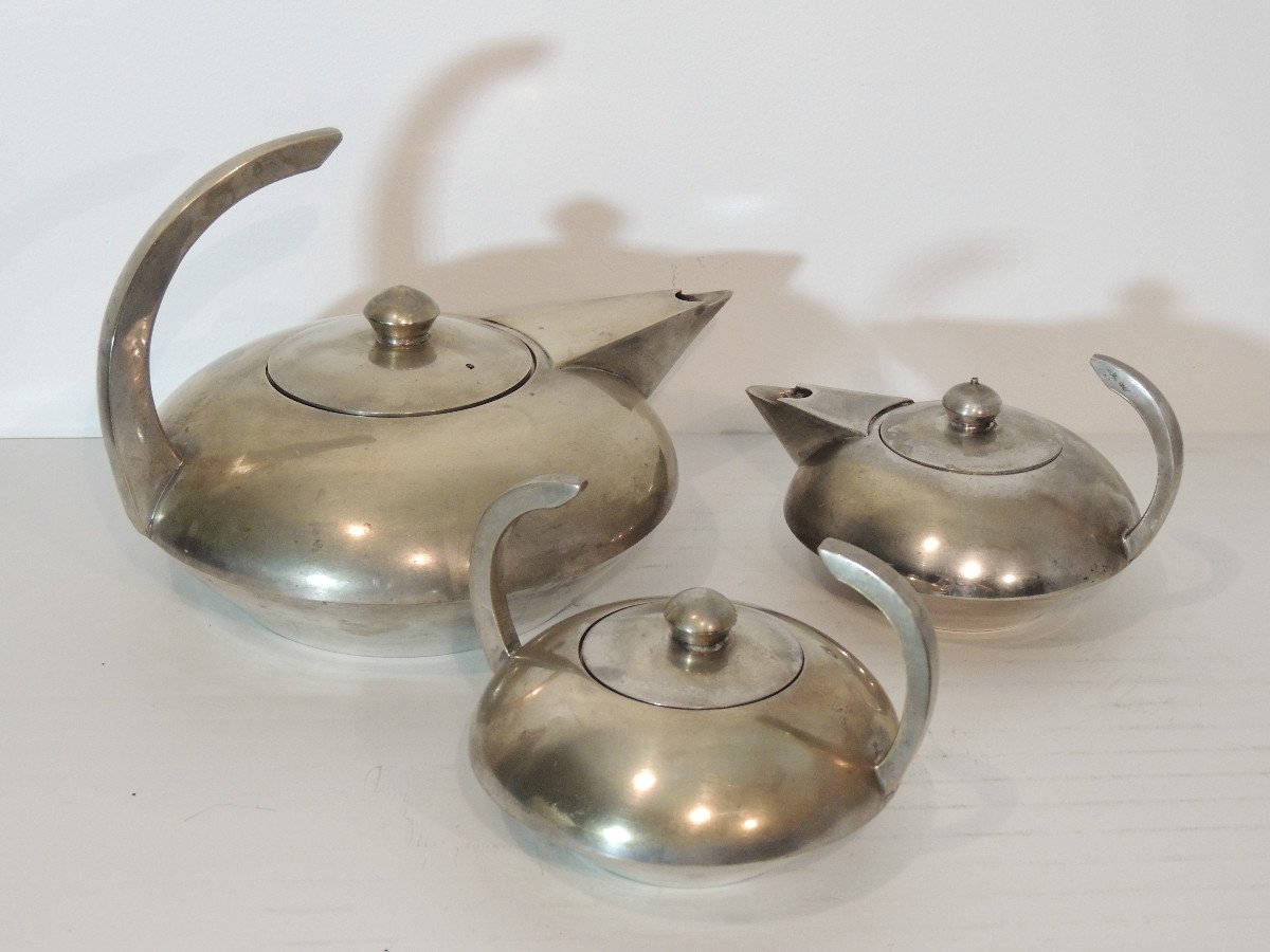 Tea And Coffee Service, Silver Plated Bronze, French Work "epns", Domed Shape, 20th Century