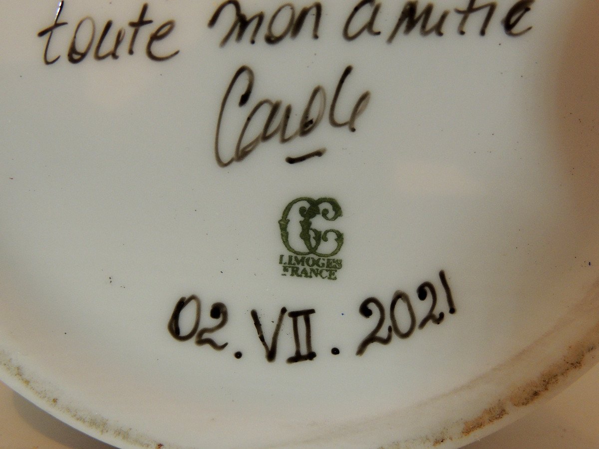 Pot Couvert , Piéce De Forme En Porcelaine De Limoge , Décor Fait Main Par Carole 2021 , 20 ème-photo-6