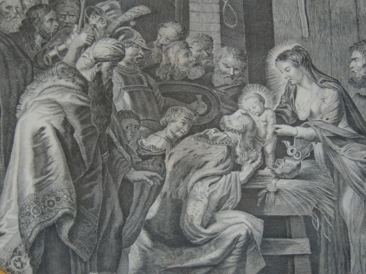 Medallion Engraving Of The Adoration Of The Child Jesus By The Three Magi Inspired By P. Rubens-photo-3