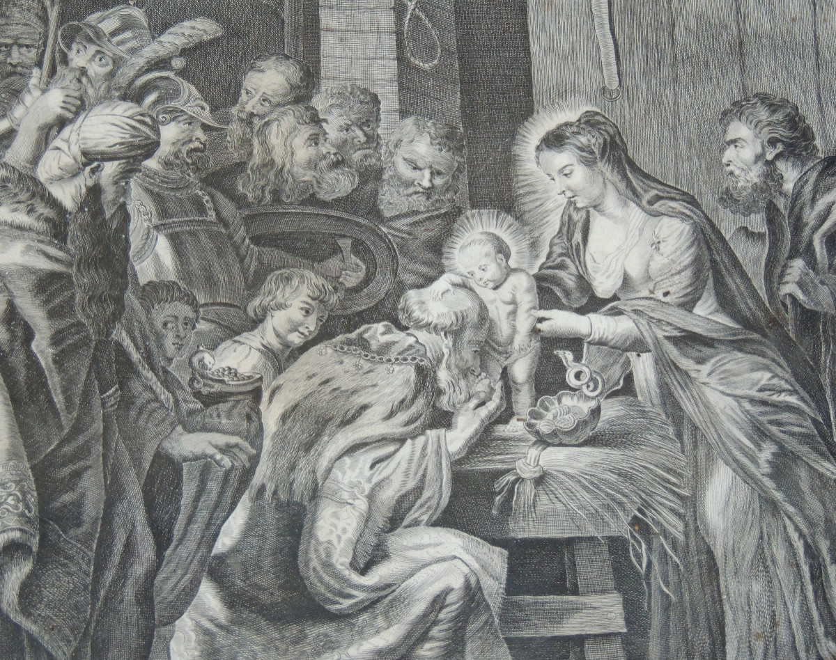 Medallion Engraving Of The Adoration Of The Child Jesus By The Three Magi Inspired By P. Rubens-photo-4