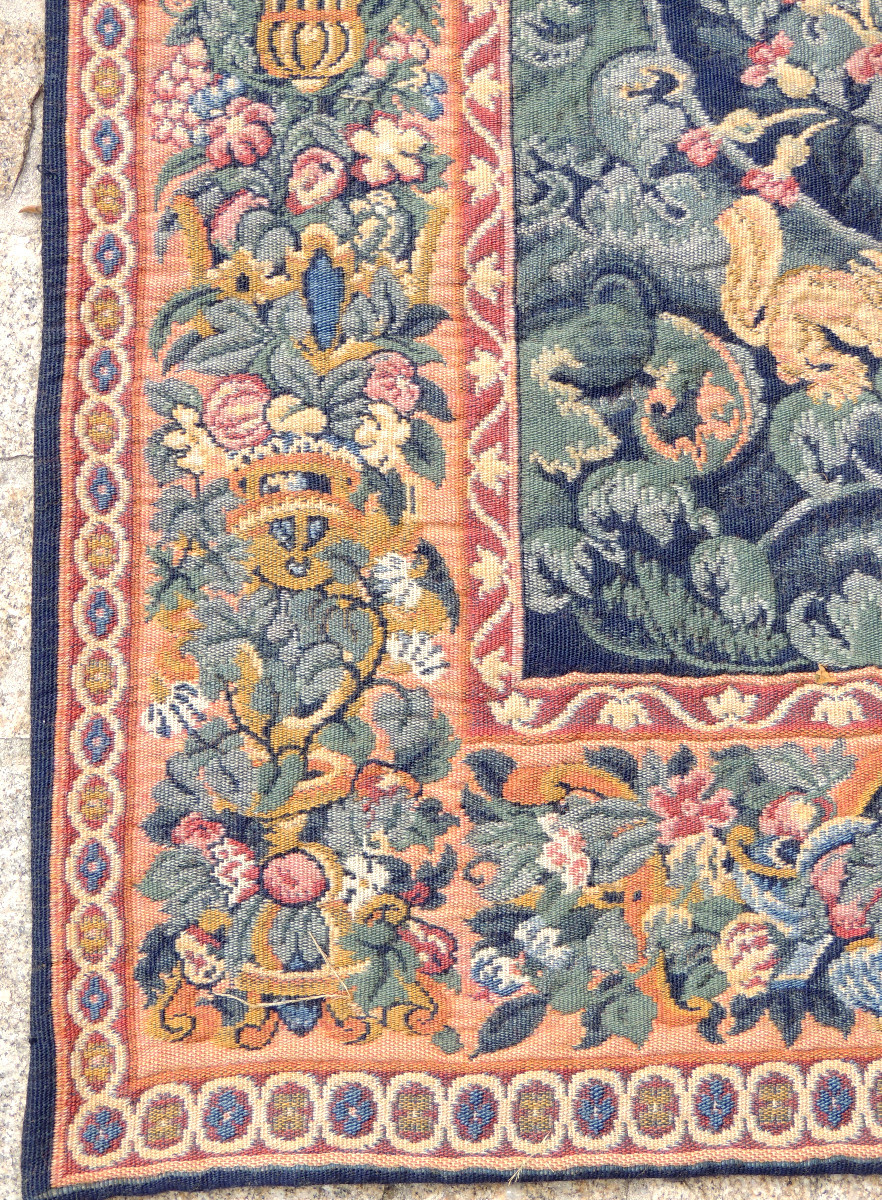 Wall Tapestry, The Leaves Of Aristolochia, Tapestry Of The Lion In Oudenaarde, 20th Century-photo-4