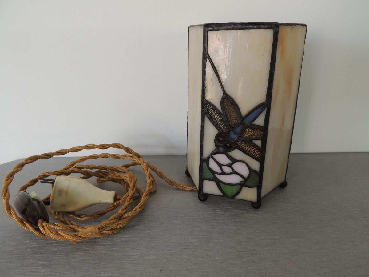 Lampe De Chevet , Veilleuse , Lampe Dans Le Goût Tiffany , 20 ème-photo-2