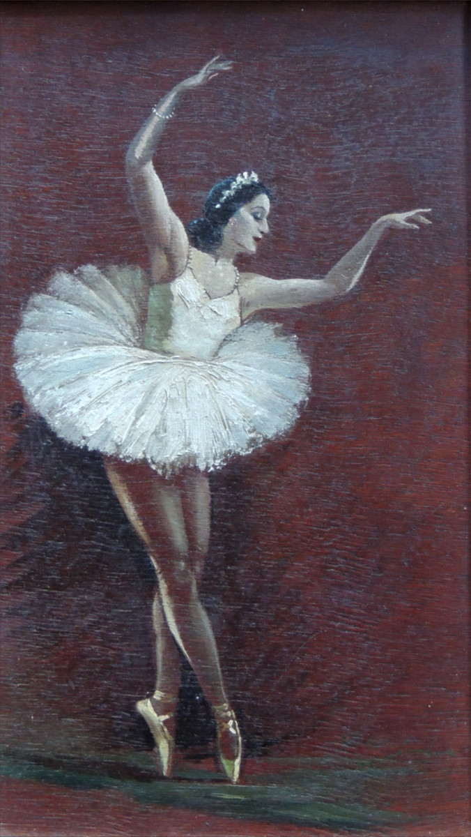 Pair Of Paintings On Wood Ballerinas Opera Dancers In Tutu, Art Nouveau, 20th Century-photo-3