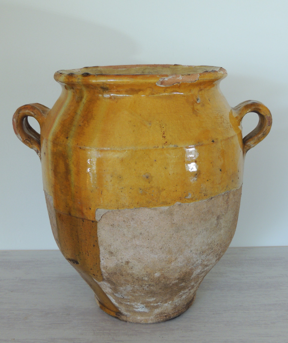 Glazed Pottery, Grease Or Jam Pot, From The Southwest Of Marmande, Folk Art, 19th Century-photo-1