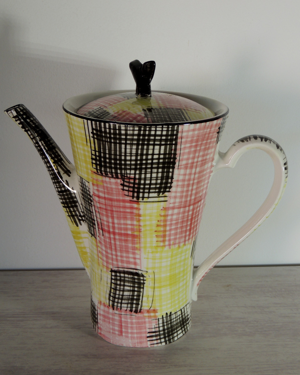 Sarreguemines Coffee Service, Hand-painted Model From The 70s, Perfect Condition, New, 20th Century-photo-3