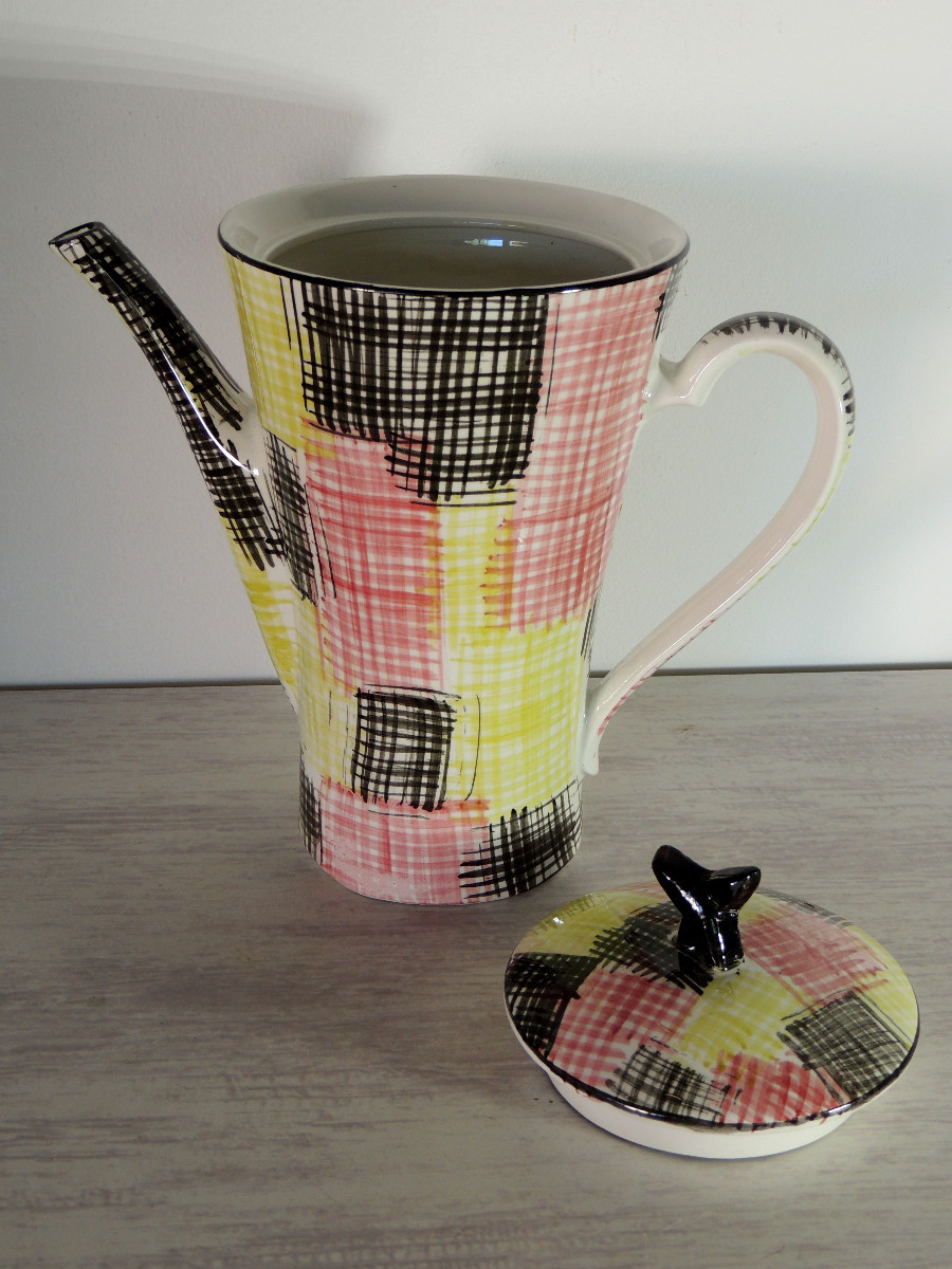 Sarreguemines Coffee Service, Hand-painted Model From The 70s, Perfect Condition, New, 20th Century-photo-1