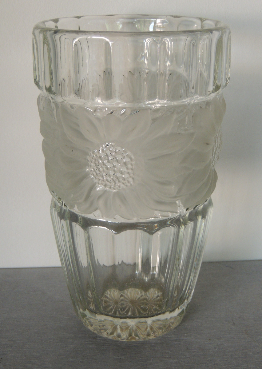vase en cristal décor de fleurs tournantes , art déco , 20 ème siècle-photo-2