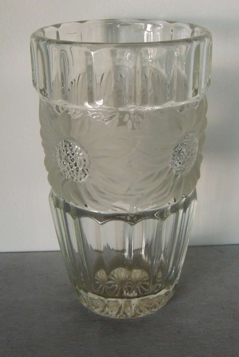 vase en cristal décor de fleurs tournantes , art déco , 20 ème siècle-photo-4