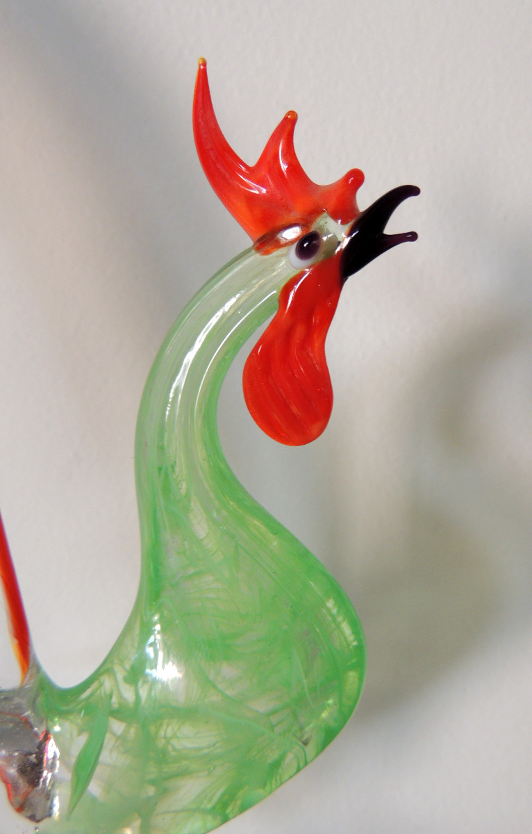 Murano , coq aux couleurs vives  et d' une grande finesse du travail , des années 1970 , 20 ème-photo-2