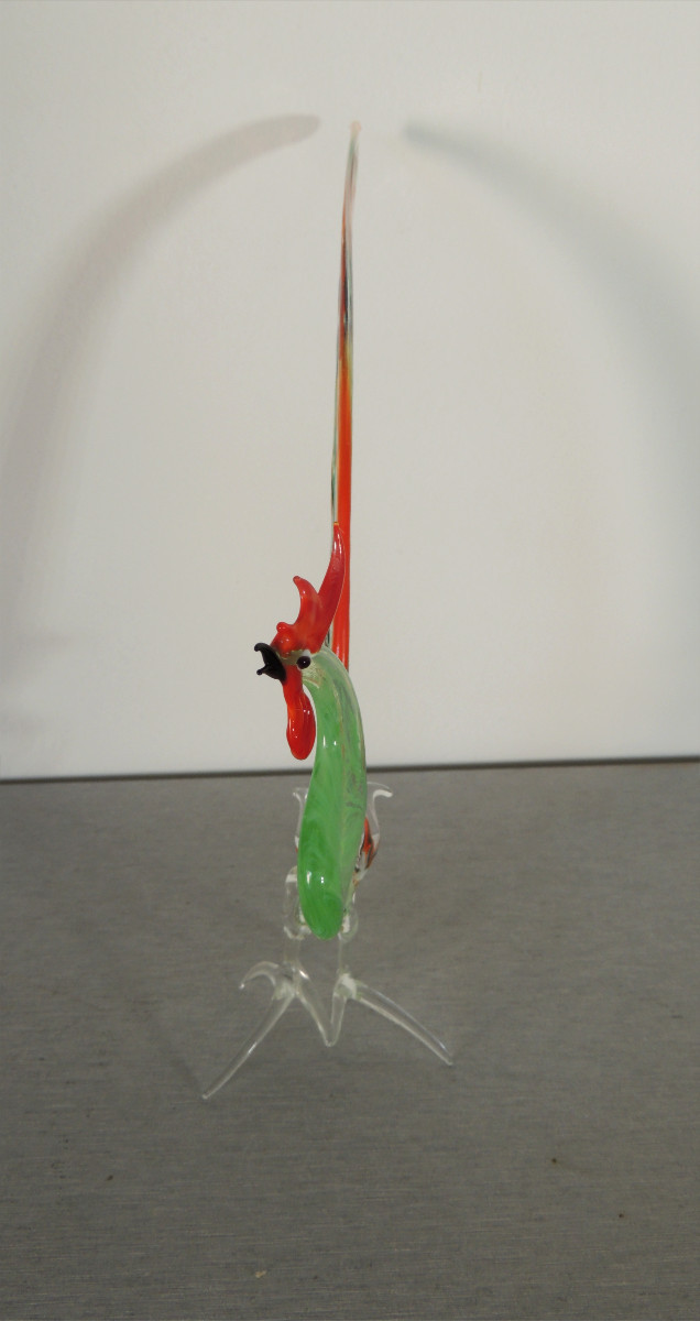 Murano , coq aux couleurs vives  et d' une grande finesse du travail , des années 1970 , 20 ème-photo-4