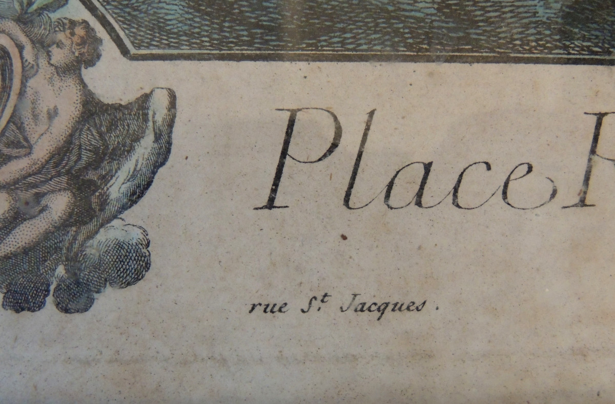 Bordeaux, Colored Etching Print Of Place Royale, From The Bourse Published By Vaneck, 18th Century-photo-3