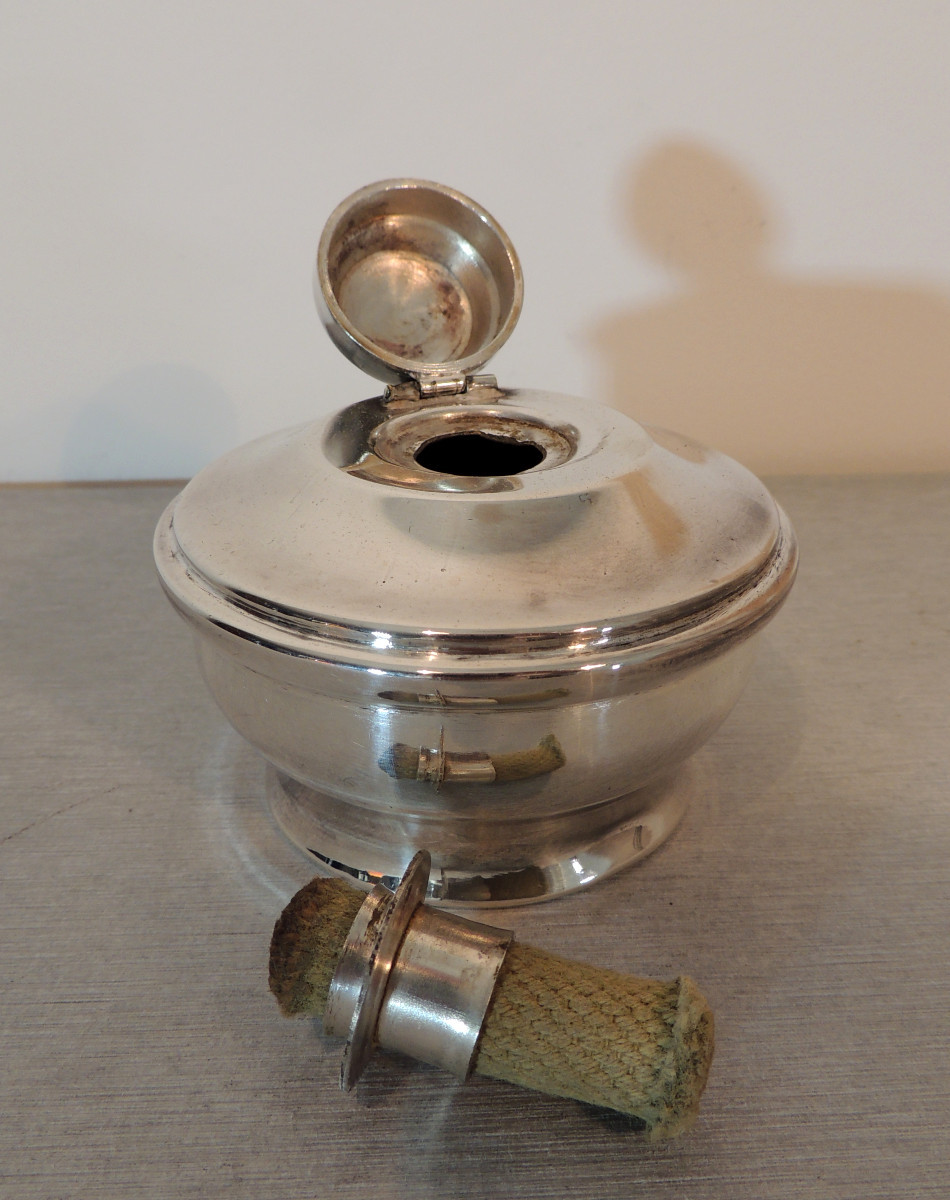 Hot Plate, Hot Plate With Two Oil Burners, Silver-plated Metal, 20th Century -photo-3