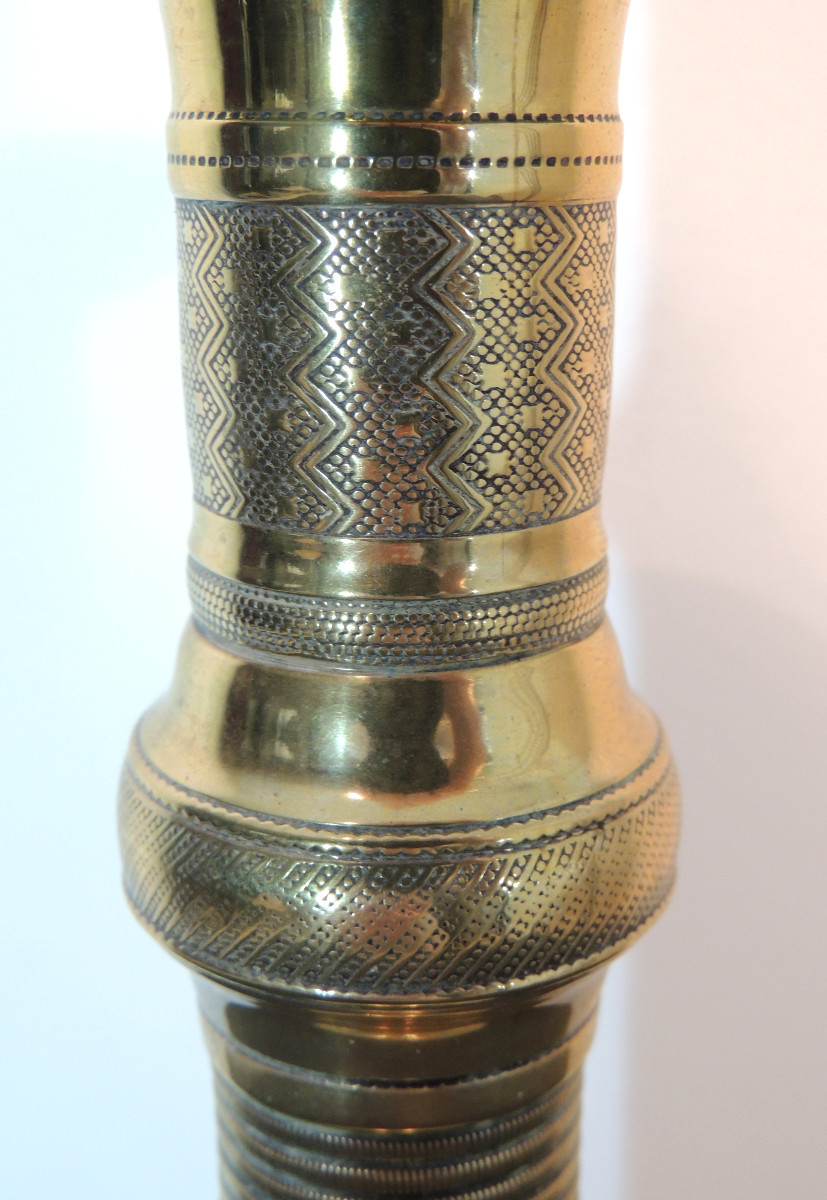 Pair Of Gilt Bronze Candlesticks, Finely Chiseled Torches, Empire Consulate, 19th Century-photo-4