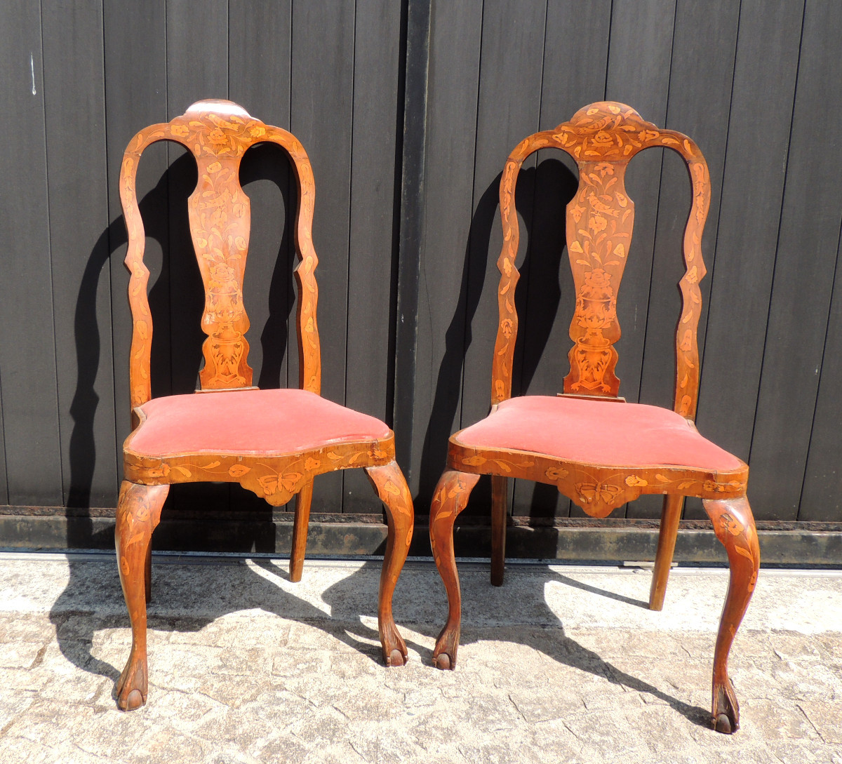 Pair Of Late 18th Century Dutch Chippendale Style Inlaid Chairs -photo-3