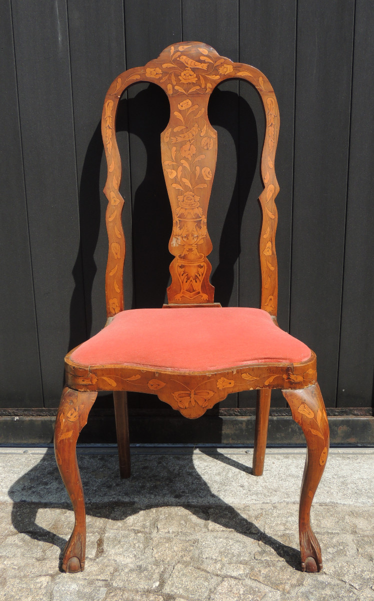 Pair Of Late 18th Century Dutch Chippendale Style Inlaid Chairs -photo-1
