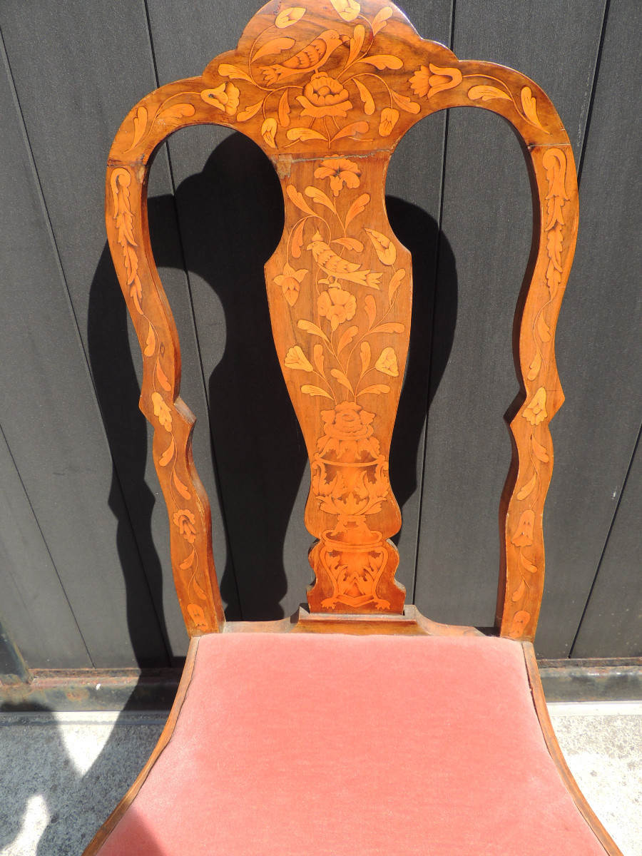 Pair Of Late 18th Century Dutch Chippendale Style Inlaid Chairs -photo-2