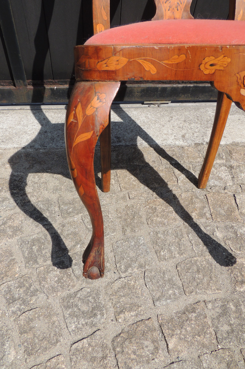Pair Of Late 18th Century Dutch Chippendale Style Inlaid Chairs -photo-3