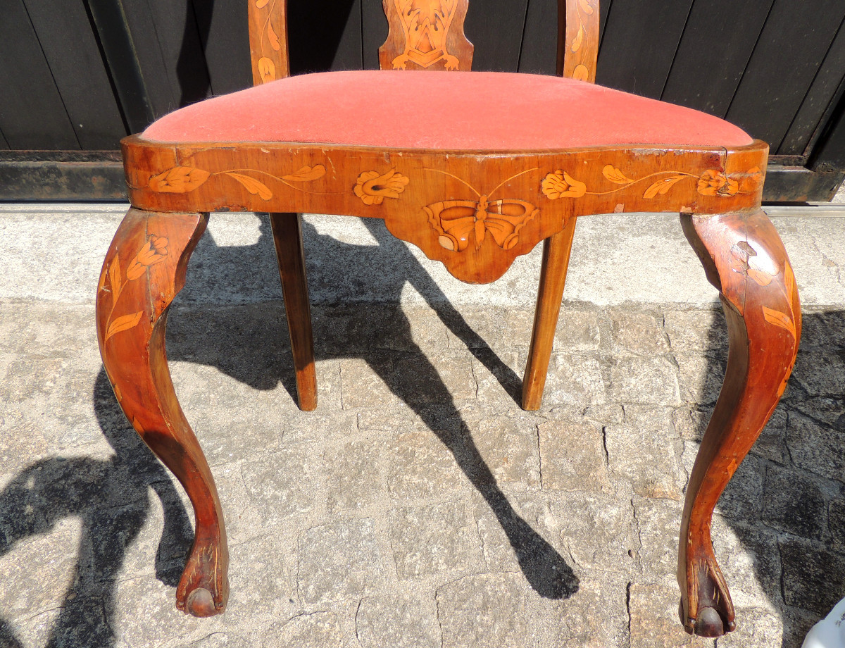 Pair Of Late 18th Century Dutch Chippendale Style Inlaid Chairs -photo-4