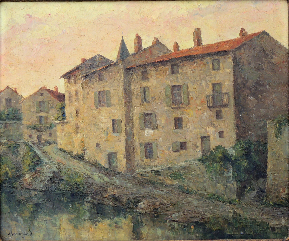 tableau peinture à l'huile sur bois  Armingaud  quartier Du Barry à Riols dans l'hérault 20 ème-photo-3