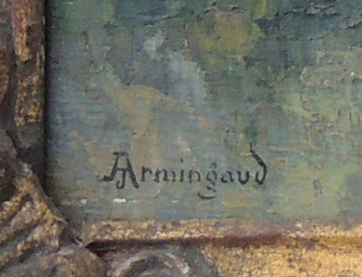 tableau peinture à l'huile sur bois  Armingaud  quartier Du Barry à Riols dans l'hérault 20 ème-photo-1