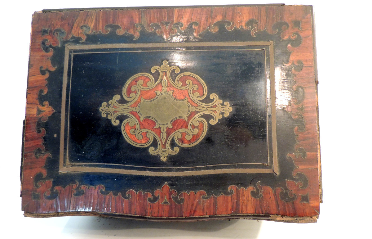 cave à cigares , époque Napoléon III , décoration marquéterie boulle  , 19 ème -photo-4