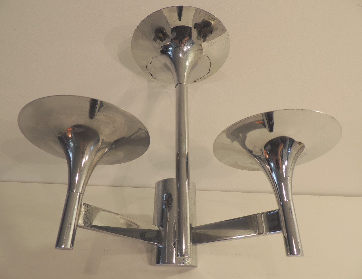 Gaetano Sciolari applique murale en métal chromé montée par 3  boulles en verre opalin , 20 ème-photo-2