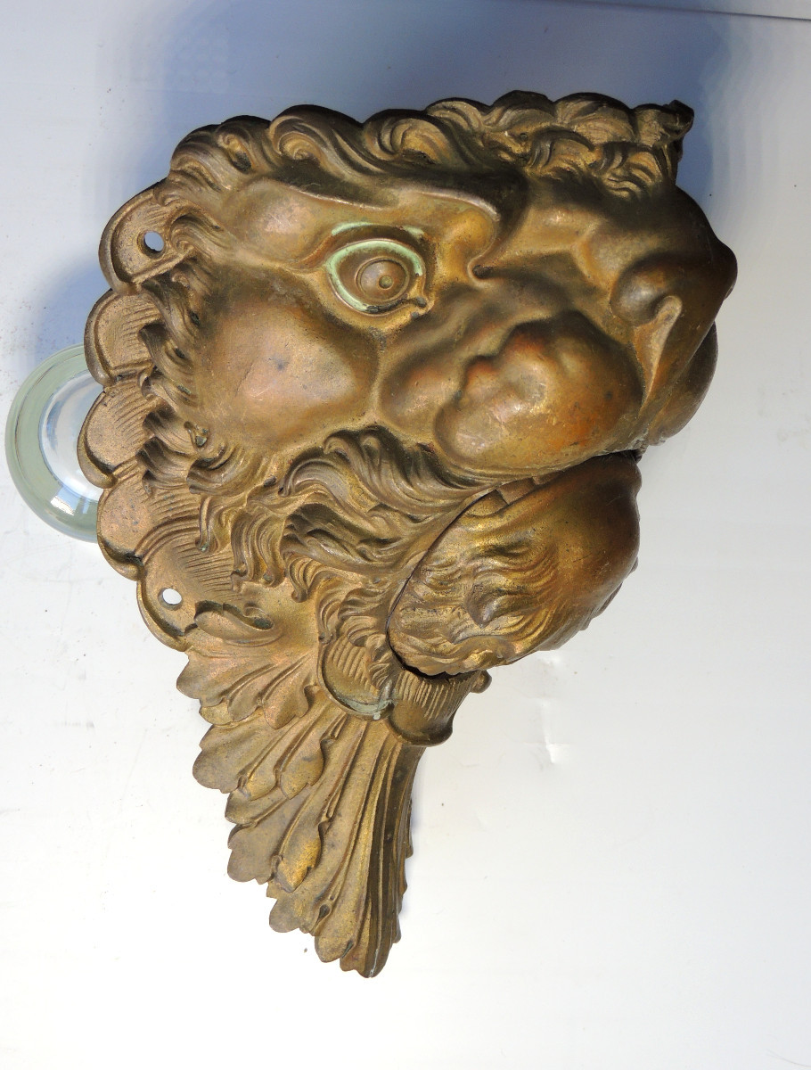 coin de billard , dégueuloir , 3 réceptacles en bronze tête de lion inspiration asie , 19 ème -photo-3